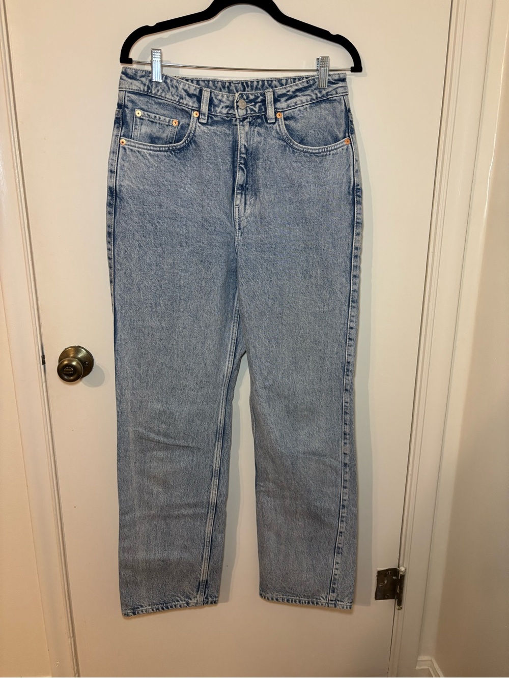 Weekday Jeans Women's 30x32 Rowe Light Wash Extra High Waist Straight Denim